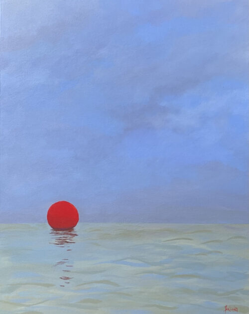 Red Buoy, a studio painting by Judy Salinksy