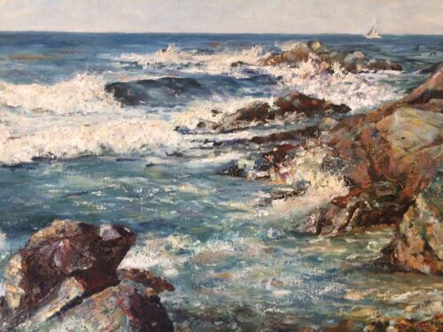 Rock n Wave, a studio painting by Judy Salinsky