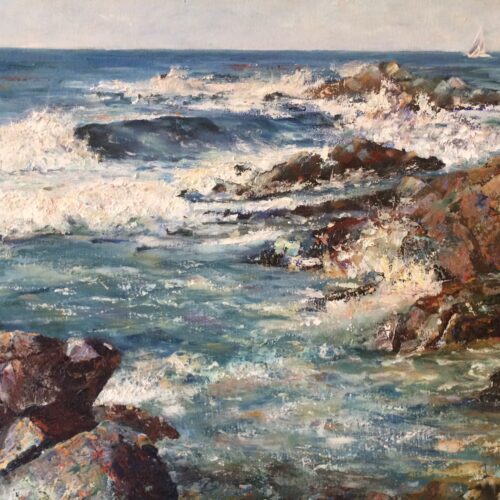 Rock n Wave, a studio painting by Judy Salinsky