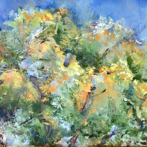 Tree Tops, a plein-air painting by artist Judy Salinsky.